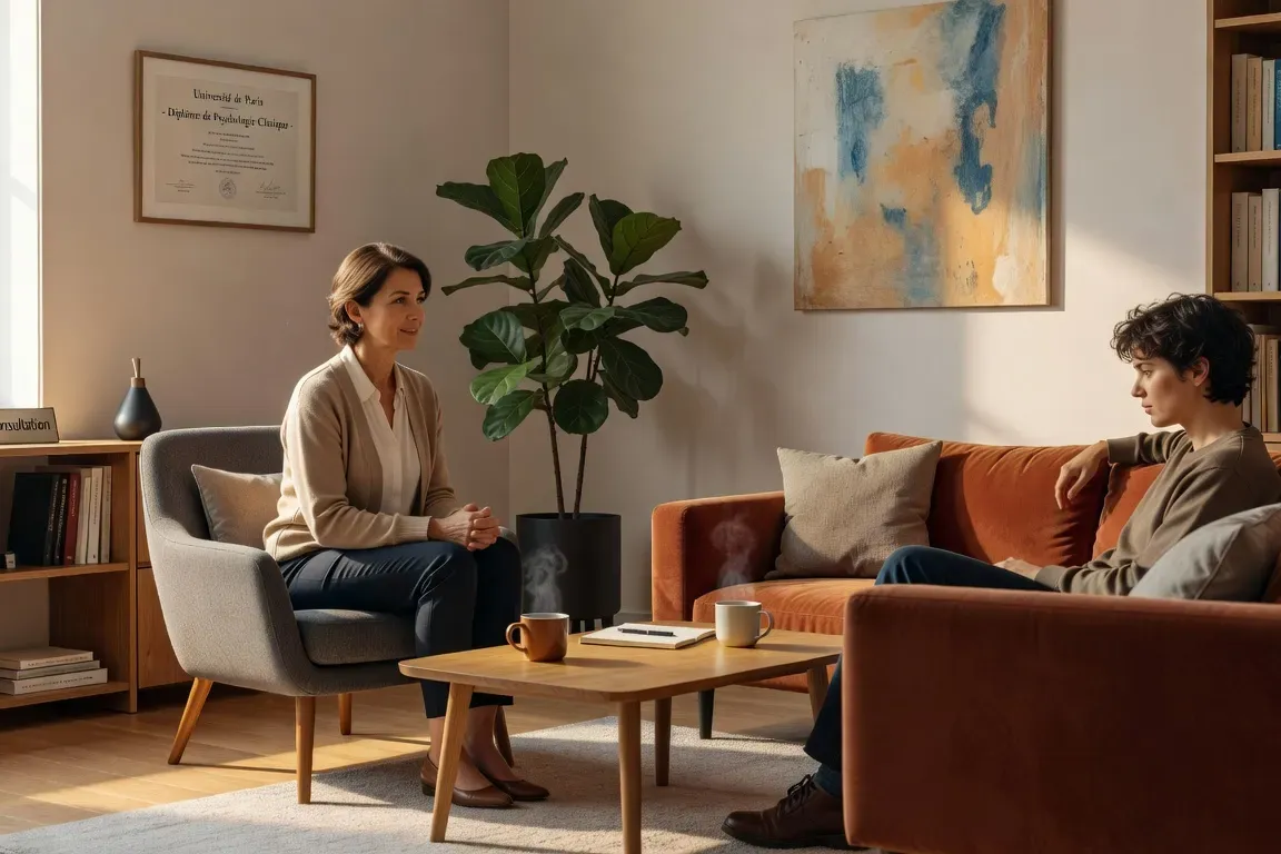 Séance de psychologie dans un cabinet moderne